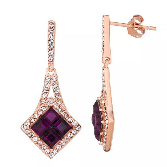 Sterling N' Ice 14k Rose Gold Over Silver Crystal Drop Earrings - Picture 2 of 6